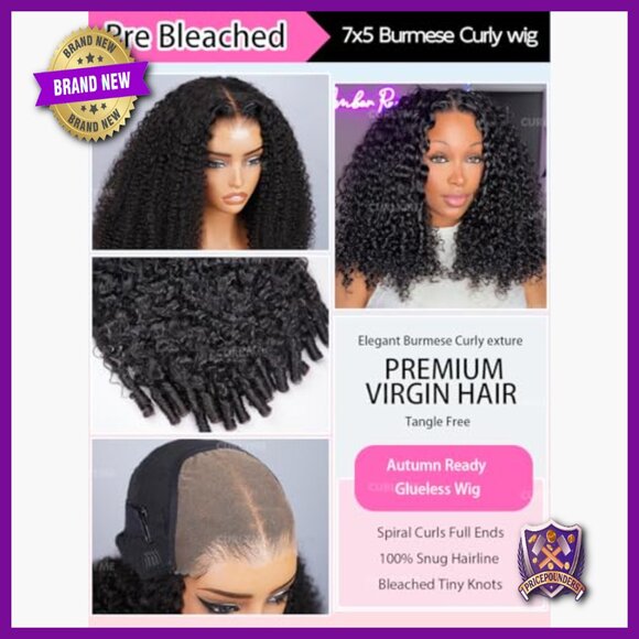 Human Hair Lace Front Wig 18 Inch Glueless Pre Bleached Spiral Curls